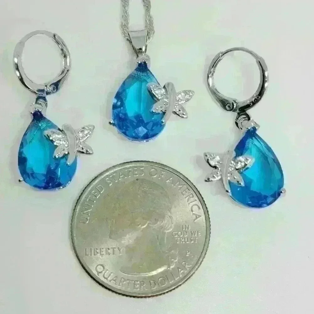 NWOT Stamped 925 Sterling Silver Austrian Crystal CZ Butterfly Jewelry S… - Picture 9 of 10